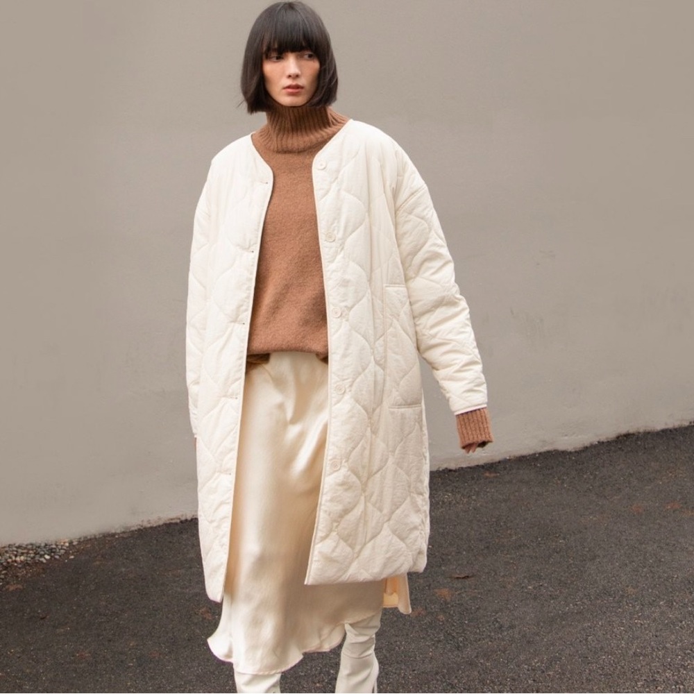 OAK + FORT Long Quilted Jacket